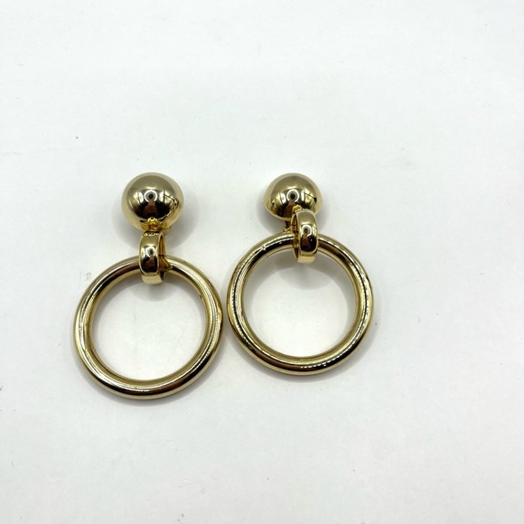 Vintage Hoop Clip on Earrings Gold Tone Large Statement 70’s Style - Picture 5 of 13